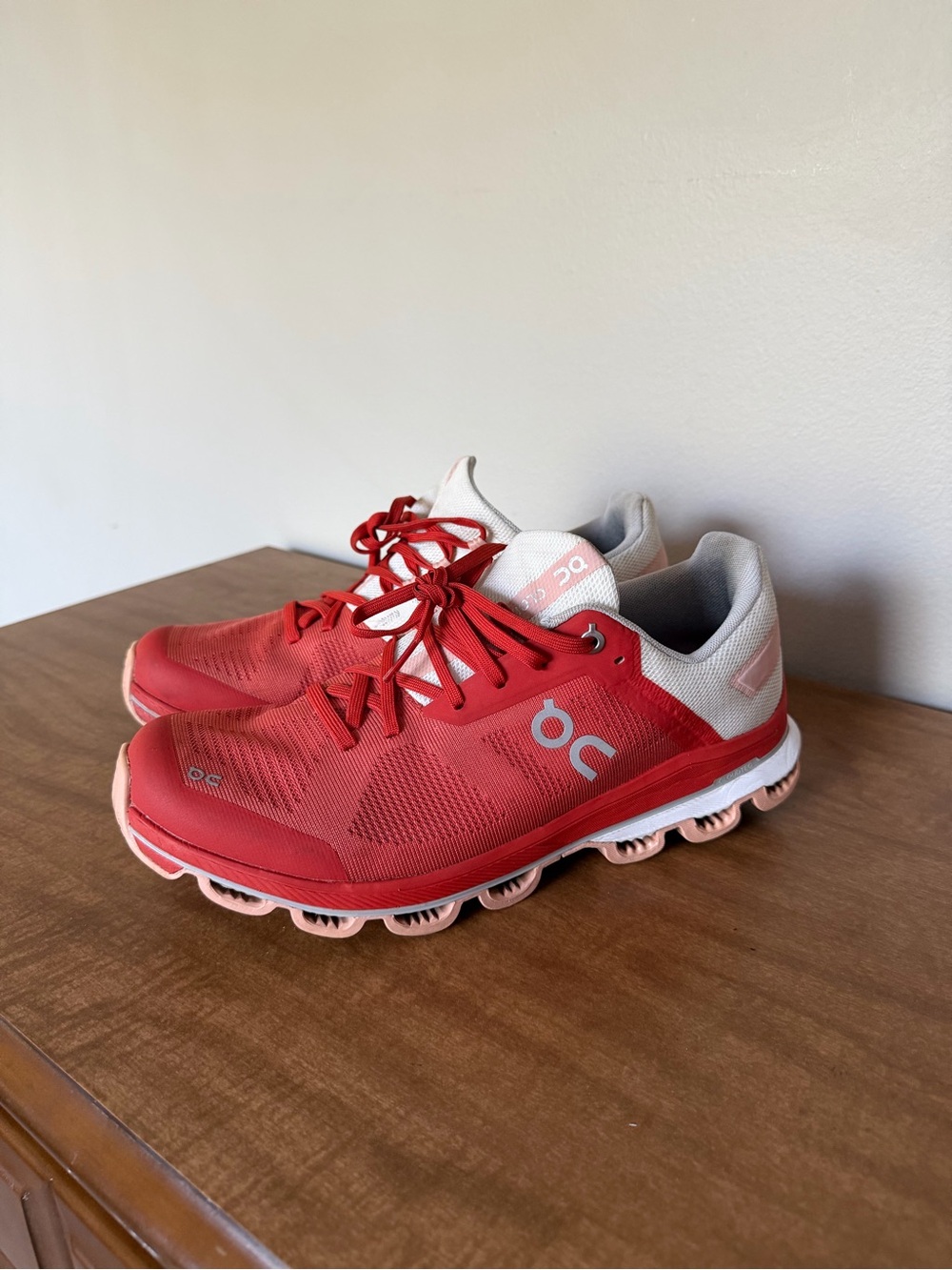 On Running Women’s Running Shoes in Red/Orange and Cream